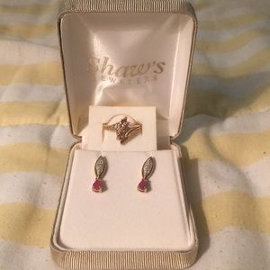 Shaw’s jewelers Ruby ring and earrings